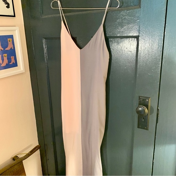 NWT Catherine Gee Pink/Grey Colorblock Silk Maxi Dress - Picture 2 of 6